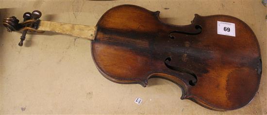 Saxony violin, bearing Stradivarius label